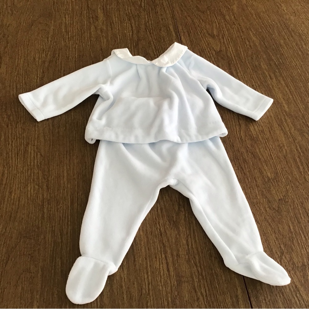 Jacadi Light Blue and White Kids One Piece